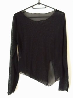 画像1: 新入荷１点物★メッシュストレッチトップス　長袖　ブラック