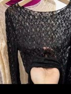 他の写真1: 柄メッシュストレッチトップス　長袖　ブラック